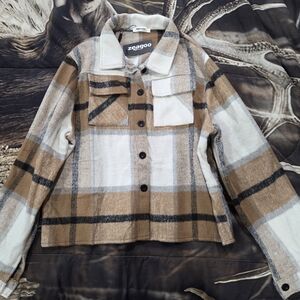 Zeagoo Plaid Button-Up Jacket/Sweater